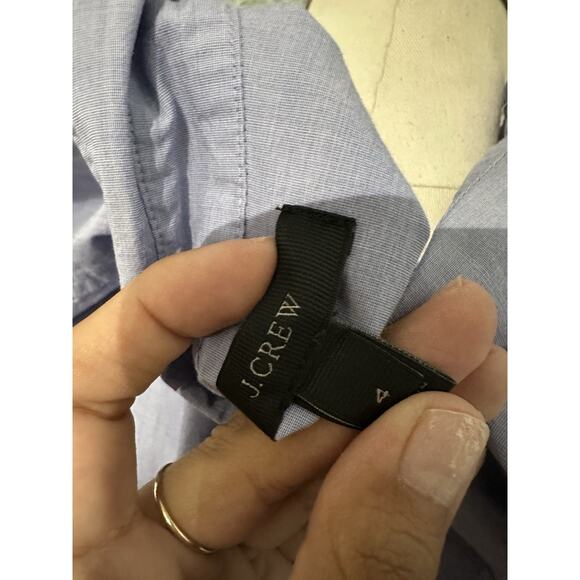J. CREW Sequin Side Stripe Shirt Long Sleeve Button Down Blue Size 4 - Picture 8 of 12